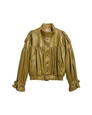 Chloé Crop Plongé Leather Jacket - Green