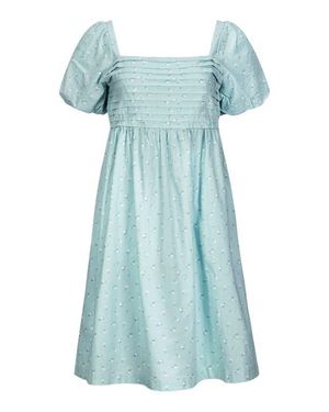 Hope & Henry Ruched Linen Dress - Blue