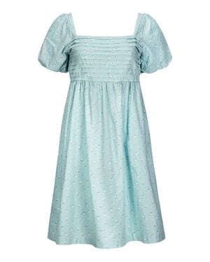 Hope & Henry Ruched Linen Dress - Blue
