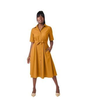 Jessica London Stretch Poplin Shirtdress - Brown