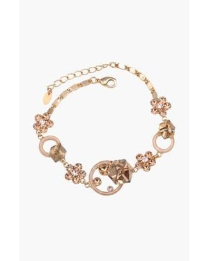 Modenaire Crystal Daisy Flower Adjustable Bangle Bracelet - White