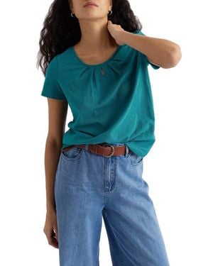 Seasalt Cornwall Appletree Keyhole Organic Cotton T-Shirt - Blue
