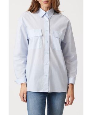 Mavi Cotton Poplin Button-Up Shirt - Gray