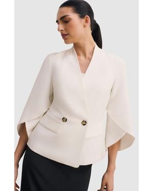 The Fold Signature Draped Cape Blazer - Natural