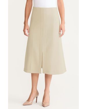 Misook A-Line Luxestretch Ponte Midi Skirt - Natural