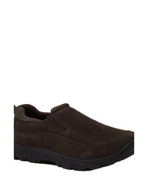Lands' End Kids All Weather Suede Leather Slip On Moc Shoes - Black