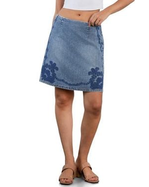 Wash Lab Denim Heritage Embroidered Miniskirt - Blue