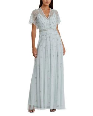Mac Duggal Embroidered Flutter Sleeve A Line V Neck Dress in Pink | Lyst Mac Duggal Embroidered Flutter Sleeve A Line V Neck Dress in Pink | Lyst