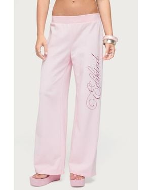 Edikted Rhinestone Sweatpants - Pink
