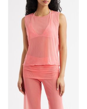 Bella Venice Melody Sheer Mesh Tank - Red