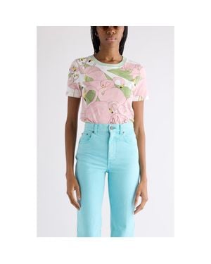 Chloé Flamingo Print Jersey Ringer T-Shirt - Blue