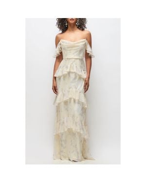Dessy Collection Olivia Tiered Ruffle Chiffon Gown - Natural