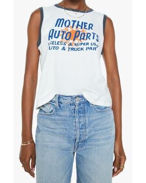 Mother The Strong & Silent Type Cotton Graphic Tank - Blue