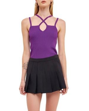 Endless Rose Cross Strap Rib Tank - Purple
