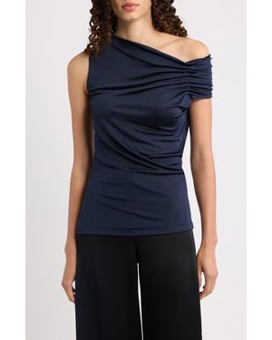 BOSS Ejoia Ruched Off The Shoulder Top - Blue