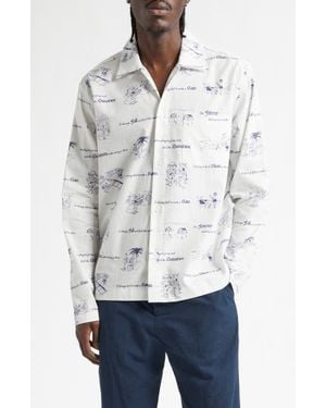 Palmes Sunshine Print Cotton & Linen Shirt - White