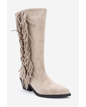 Forever & Always Shoes Orlo Leather Fringed Western Boot - White