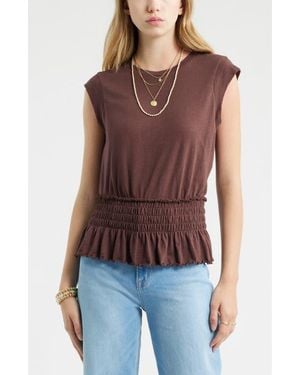 Treasure & Bond Smocked Waist Peplum Muscle Tank - Purple