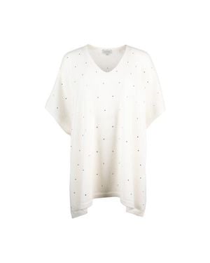 Kinross Cashmere Crystal Vee Popover - White