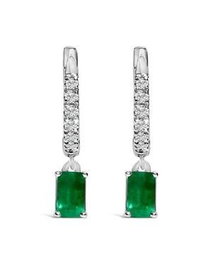 Haus of Brilliance 10K Oval Emerald And 1/8 Ct Diamond Drop Earrings - Green