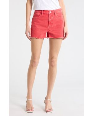DAZE Troublemaker Fray Hem Shorts - Red