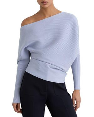 Reiss Lorna One-Shoulder Rib Sweater - Blue