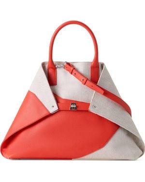 Akris Medium Ai Canvas & Leather Convertible Shoulder Tote - Red