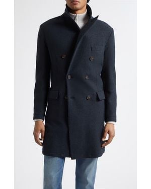 Eleventy Double Breasted Wool Car Coat - Blue