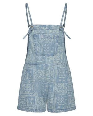 Billabong Kids' Wave Watch Jr. Bandana Print Denim Romper - Blue
