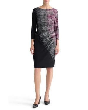 Kasper Houndstooth Print Sheath Dress - Black