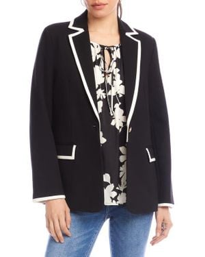 Karen Kane Contrast Trim Ponte Blazer - Black