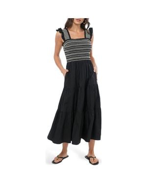 Adelyn Rae Katie Smocked Midi Sundress - Black