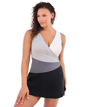 Swim 365 Colorblock Fit-And-Flare Swim Dress - Multicolor