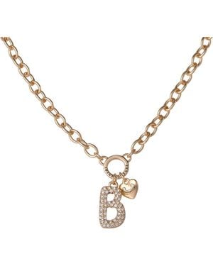 Juicy Couture Bubble Letter Necklace For With Clear Stones 18+2, Chunky Initial Necklace-Tone - Metallic
