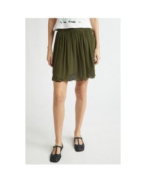 Bode Mab Button Silk Georgette Skirt - Green
