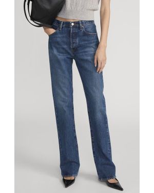 FRAME The Vertical High Waist Relaxed Straight Leg Jeans - Blue