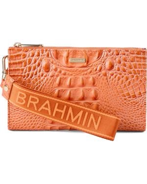 Brahmin Adia Croc Embossed Leather Wristlet - Orange