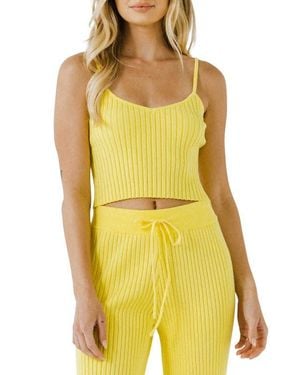 Endless Rose Rib Knit Crop Camisole - Yellow