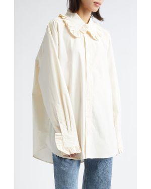Tanner Fletcher Gender Inclusive Pippa Ruffle Button-Up Shirt - White