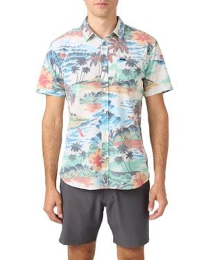 O'neill Sportswear Trvlr Upf Traverse Slub Short Sleeve Performance Button-Up Shirt - Blue
