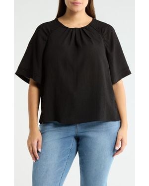 Wit & Wisdom Textured Short Sleeve Shirt - Black