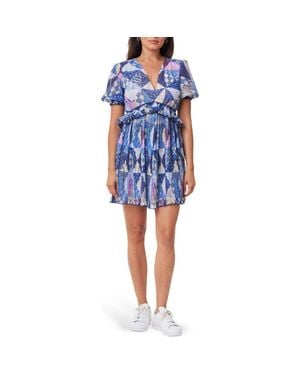 Scotch & Soda Patchwork Pleated Minidress - Blue