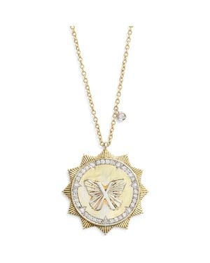 Meira T Butterfly Sunburst Pendant Necklace - Metallic