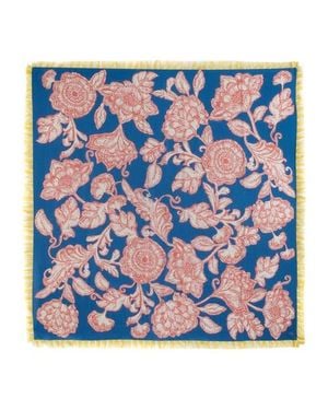 Echo Block Floral Oversized Silk Square - Blue