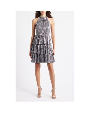 Eliza J Sequin Tiered Cocktail Dress - Black