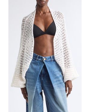 Balmain Dentelle Batwing Cardigan - White