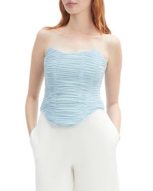 Bardot Elise Mesh Strapless Top - Blue