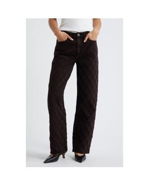Rag & Bone Logan Mid Rise Wide Leg Quilted Jeans - Black