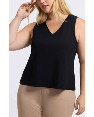 Foxcroft Callie Sleeveless Crepe Knit Top - Black