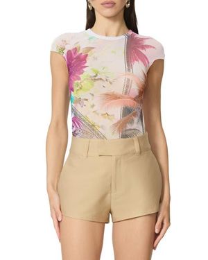 AFRM Nina Crewneck Mesh T-Shirt - Natural